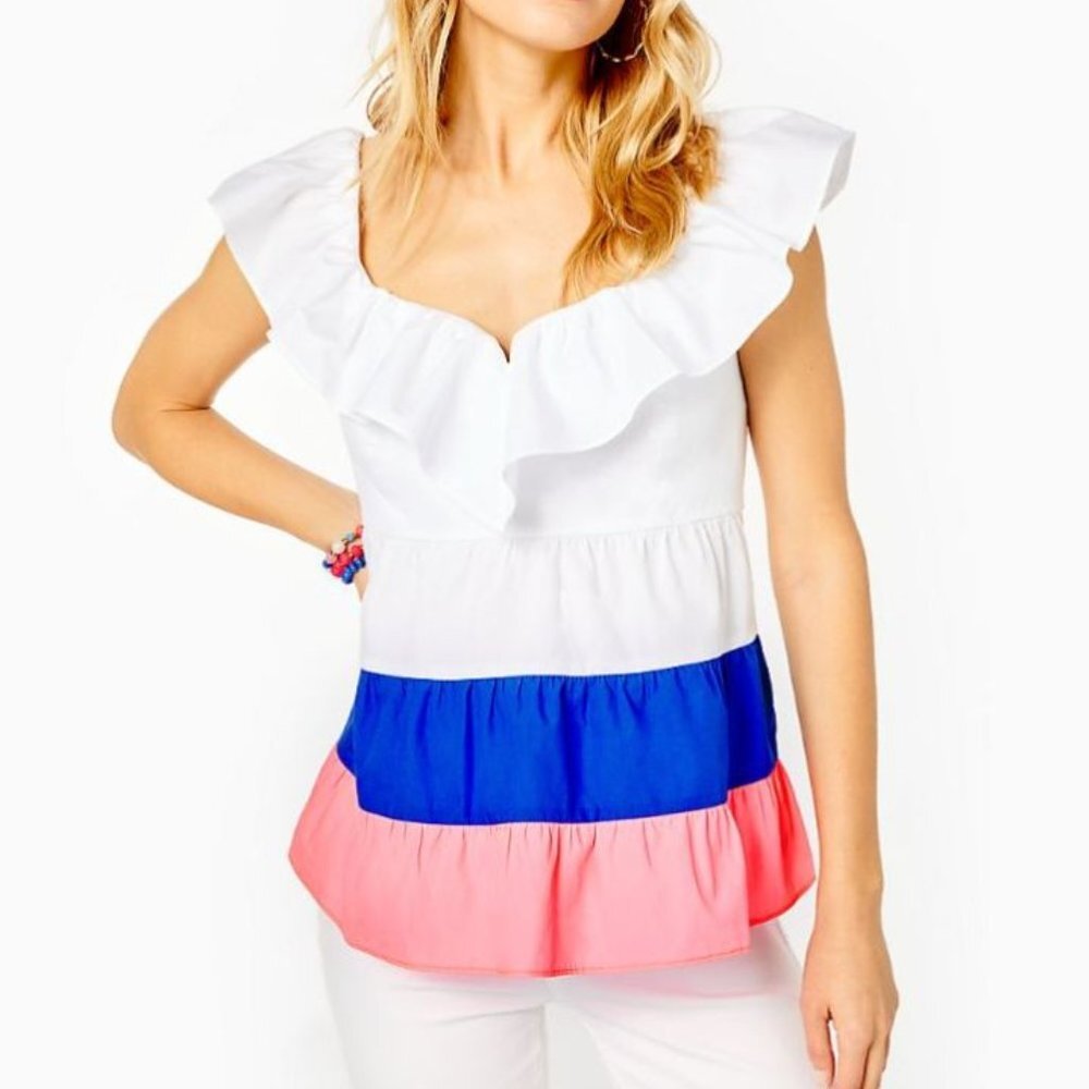 NWT Lily Pulitzer Women's Emie Ruffle Babydoll Top